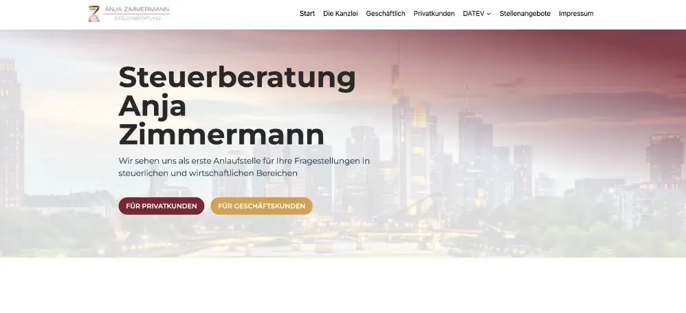 Steuerberatung Anja Zimmermann — Webdesign